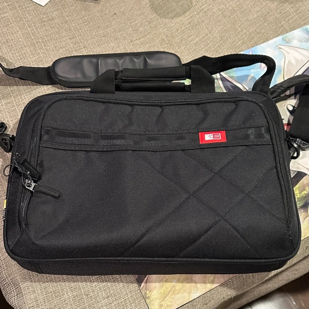Stylish Black Laptop Bag with Red Accents